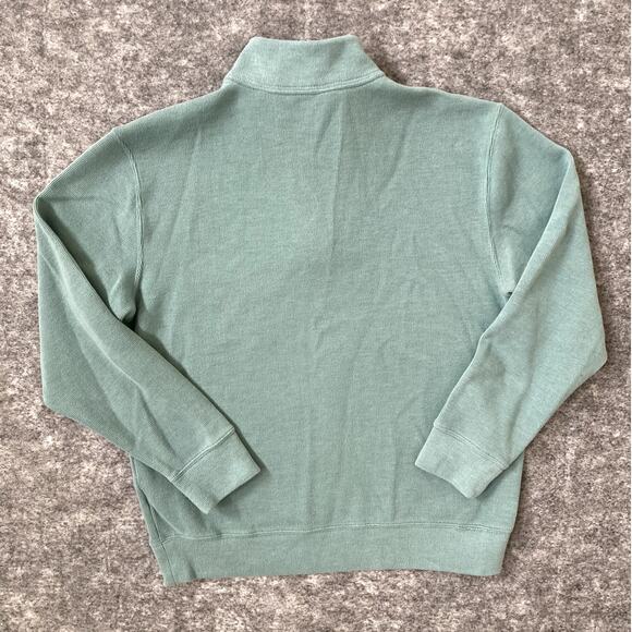 Land's End Sweater Mens Medium Quarter Zip Green Preppy Pullover - Picture 6 of 7